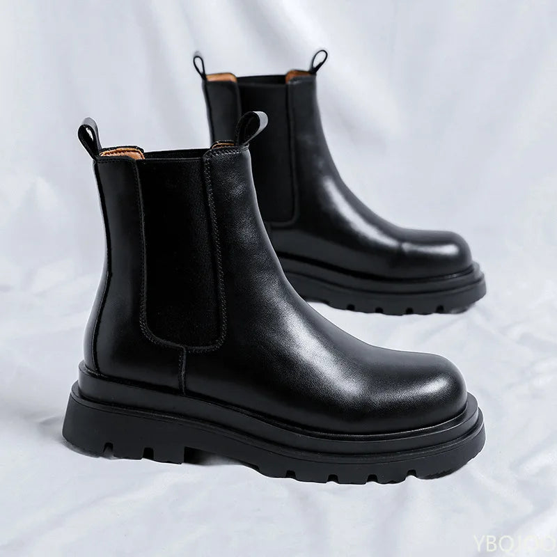 spring autumn new boots for men simple comfortable versatile thick sole high height wear resistant anti slip men's boots