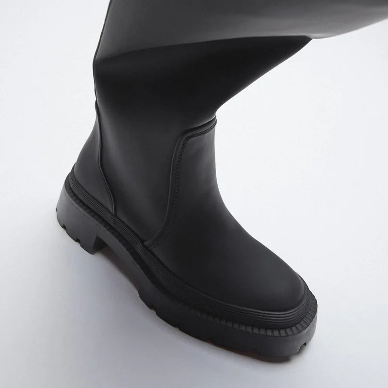 Boots Woman Winter 2022 Platform Thigh High Boots Women   Square Toe Chunky Party Knee High Wedge Long Woman Boots