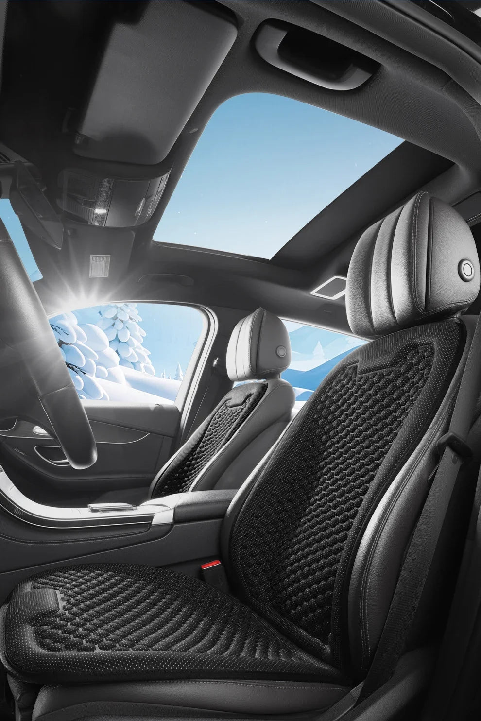Breathable Comfortable Summer Cool Ice Silk Car Seat Cushions with 3D Spherical Protrusions Soft for Most Cars