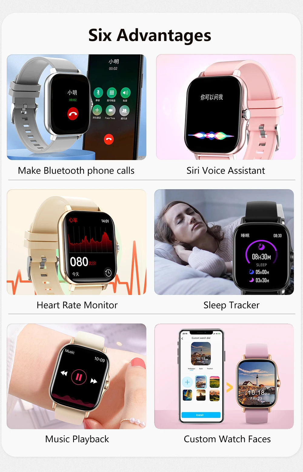 Smart Fitness Tracker Bracelet with Color Screen Health Reminders Exercise Step Counting Intelligent Information Notifications
