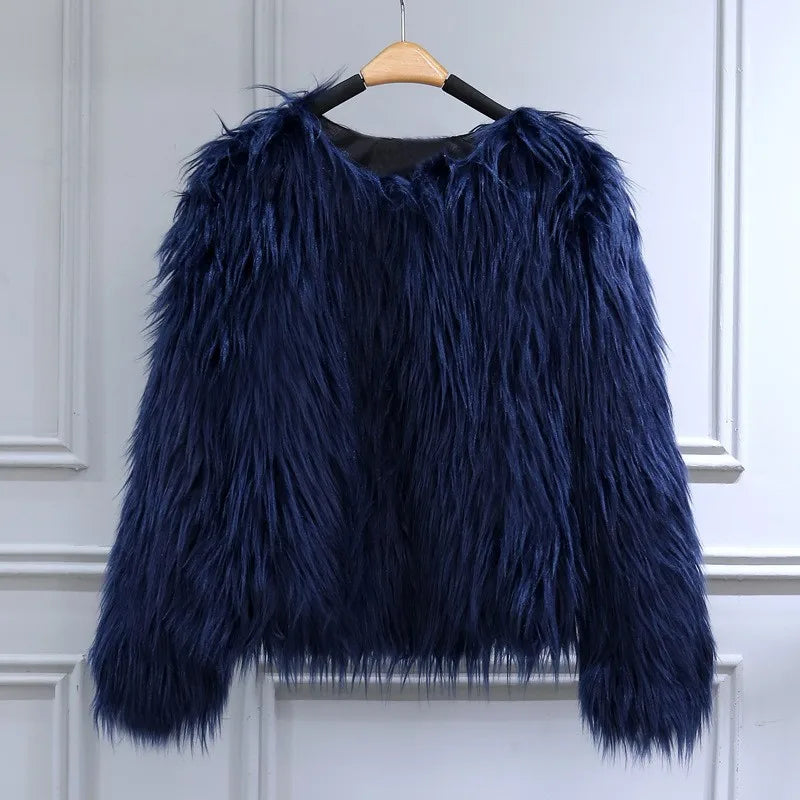 Fur Coat Children Girl Autumn Winter New Solid Color Round Neck Warm Go with Everything  Fashion Casual Brief Active