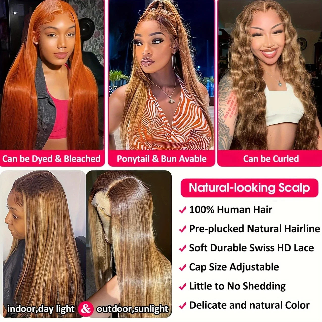 200 Density Honey Blonde Long Straight 13x4 HD Lace Front Wig Human Hair  4/27 Highlight 13x4 HD Lace  Frontal Wigs Human Hair