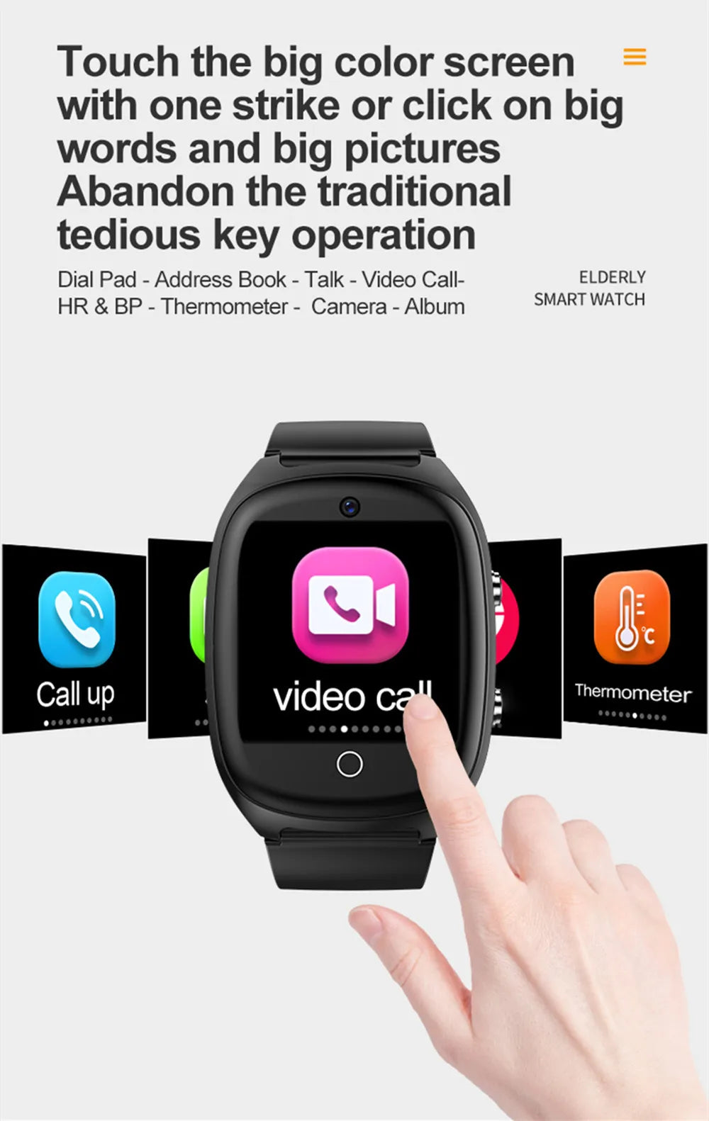 Smart Watch For Old People Elderly Smart Watch For Seniors Health Fall Detection Watch 4G Sim Card SOS Emergency Calls GPS GK8