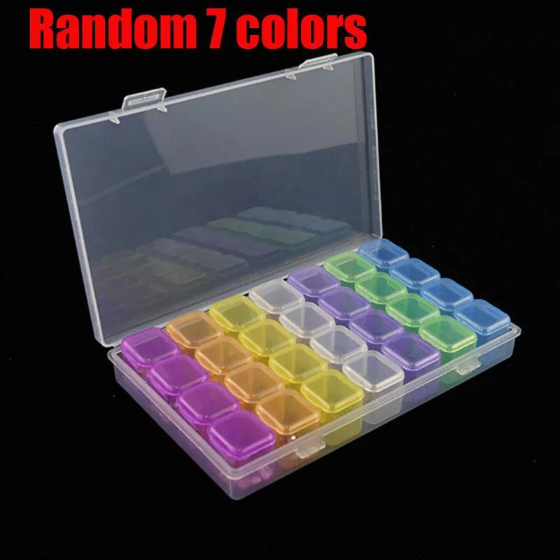 1PC 28/56Girds Clear Storage Box Square Compartment Organizers Plastic Storage Beads Jewelry Case Home Goods Storage Container