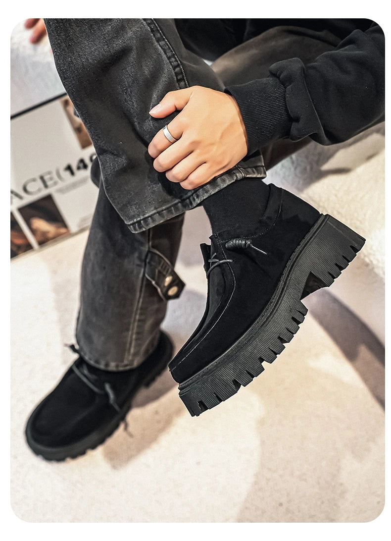Men's Shoes 2025 Autumn New Style High-heel Thick-soled Loafers, Durable and Retro Casual Shoes, Everyday Street Trend Sneakers
