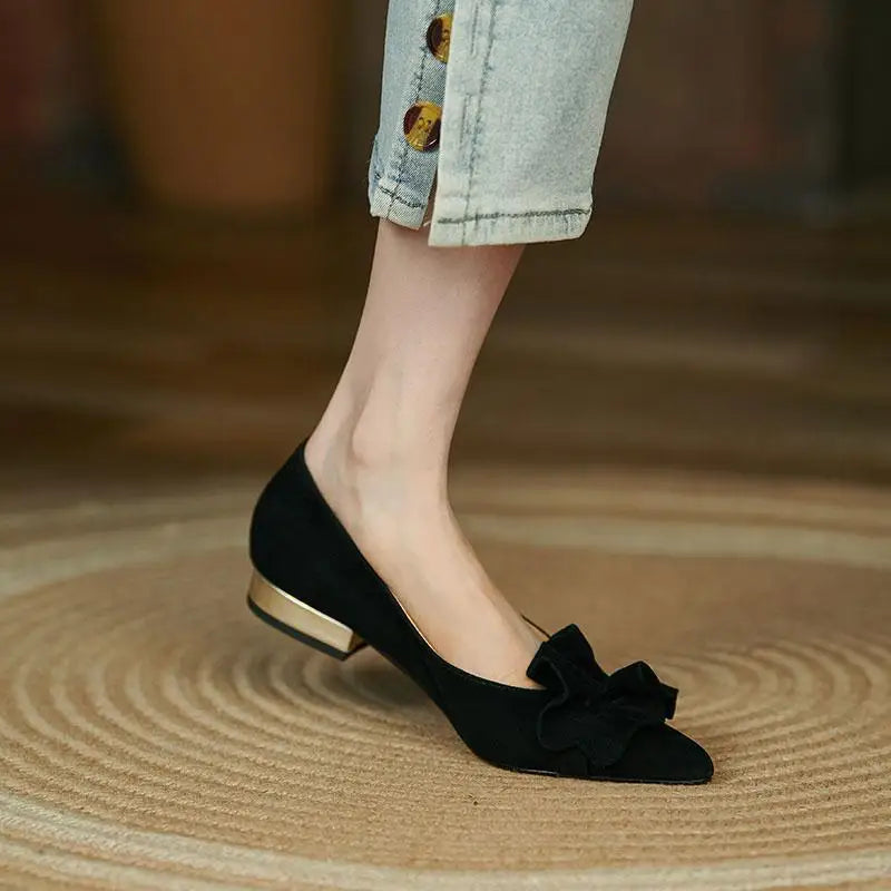 Shoes for Woman 2025 Office Women's Summer Footwear Pointed Toe Yellow Low Heel Elegant Fashion Trend on Promotion High Quality
