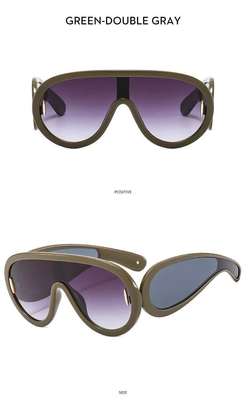 SHAUNA Oversized Women Goggle Sunglasses Trending Men One-Piece Mirror Shades UV400