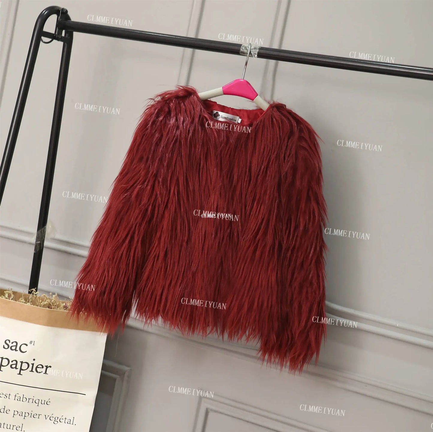 Fur Coat Children Girl Autumn Winter New Solid Color Round Neck Warm Go with Everything  Fashion Casual Brief Active