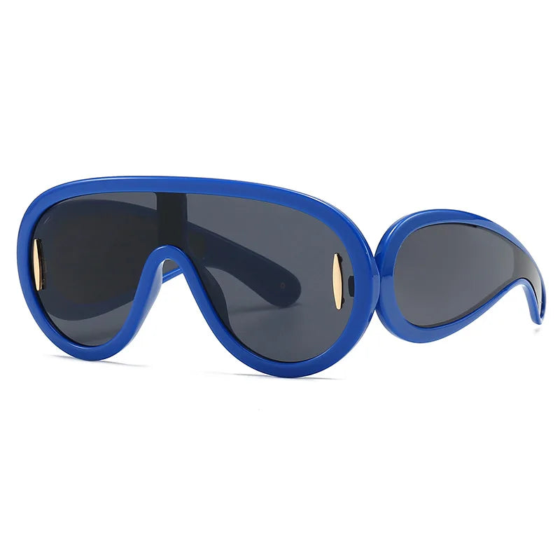 SHAUNA Oversized Women Goggle Sunglasses Trending Men One-Piece Mirror Shades UV400