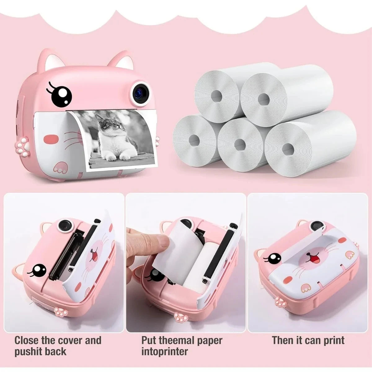Kids Camera Instant Print Refill for Kids Instant Camera Thermal Printing BPA Free,57x25mm White Non-Adhesive Photo Print Rolls