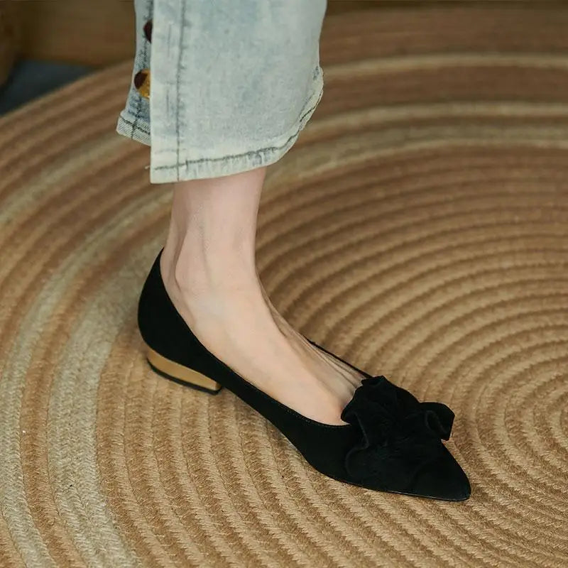 Shoes for Woman 2025 Office Women's Summer Footwear Pointed Toe Yellow Low Heel Elegant Fashion Trend on Promotion High Quality