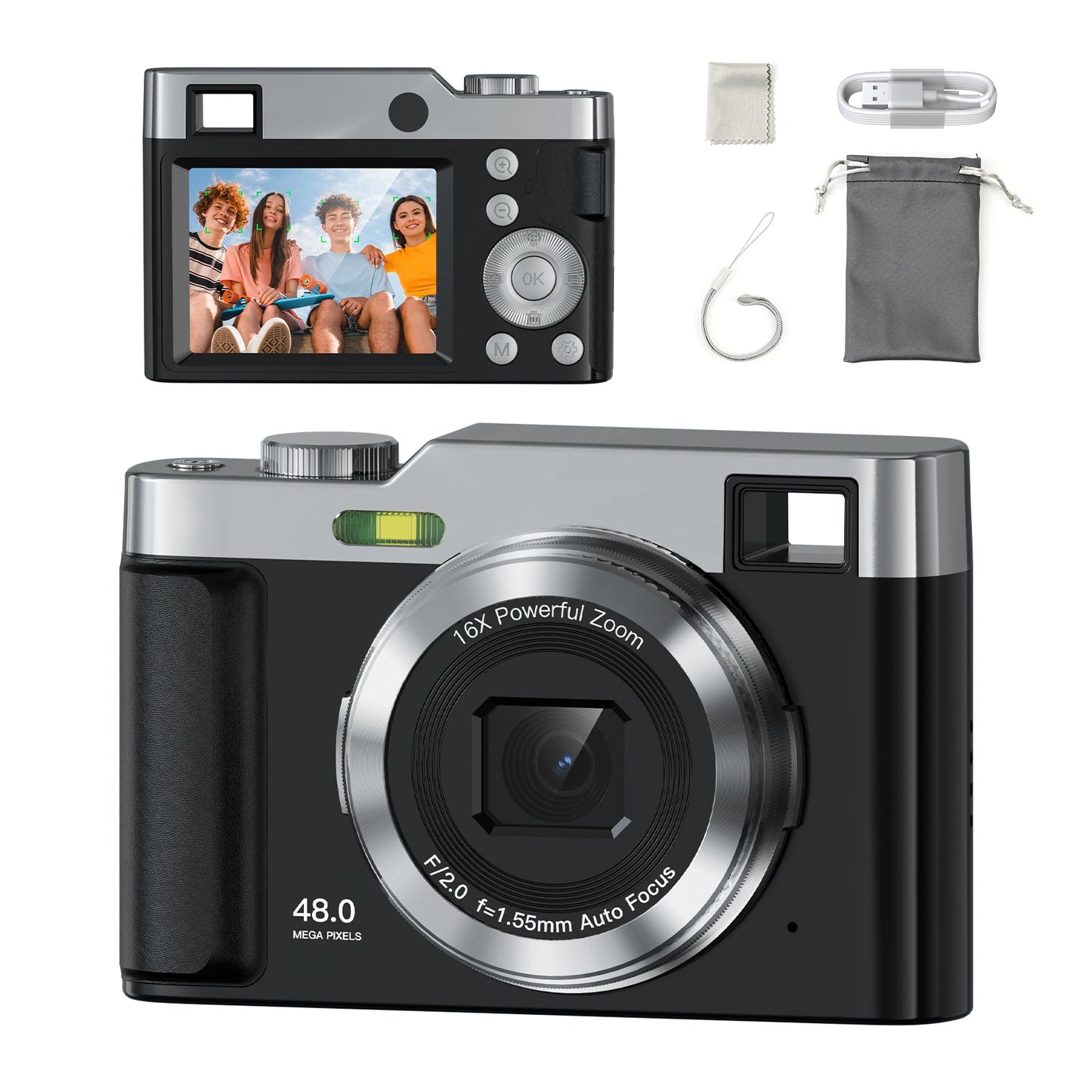 Digital Camera Camera Digital Point and Shoot Camera with 16X Zoom Anti Shake Portable Compact Camera for Teens Adult Beginner