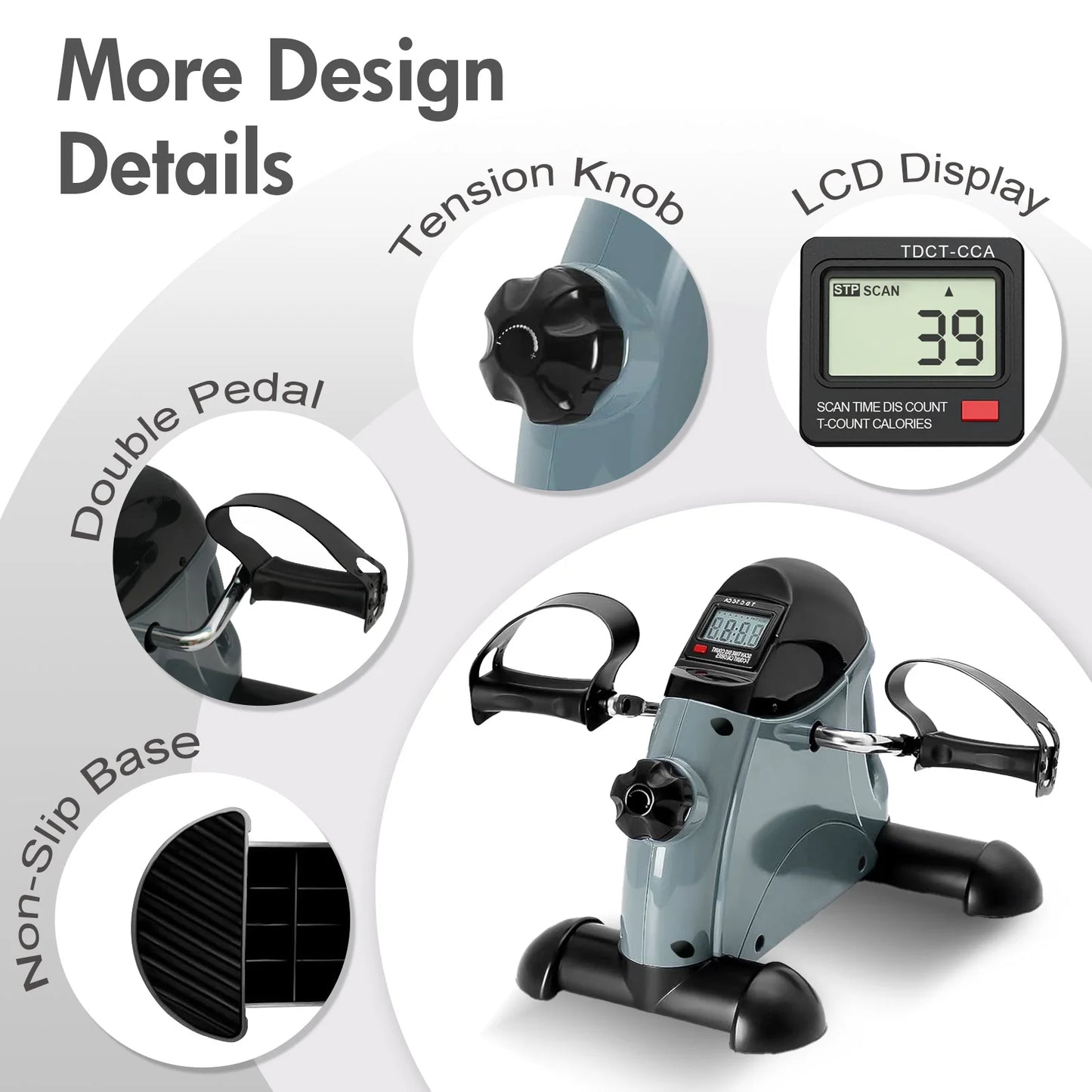 Mini Under Desk Pedal Exerciser Bike Multi-Function Motorized Digital With LCD Screen Display for Leg Arm and Knee for Elderly