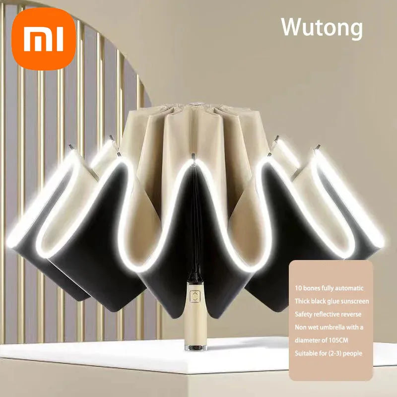 Xiaomi Umbrella Windproof Strong With Reflective Stripe Reverse Automatic Fold Umbrella UV Umbrella Insulation Portable Parasol