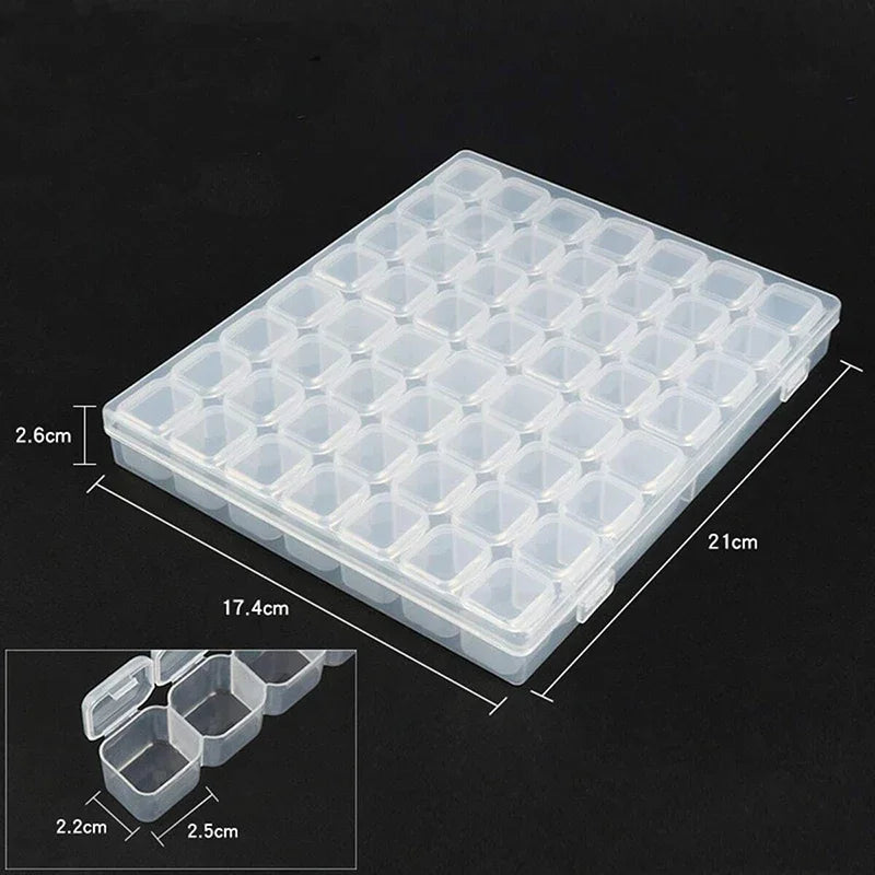 1PC 28/56Girds Clear Storage Box Square Compartment Organizers Plastic Storage Beads Jewelry Case Home Goods Storage Container