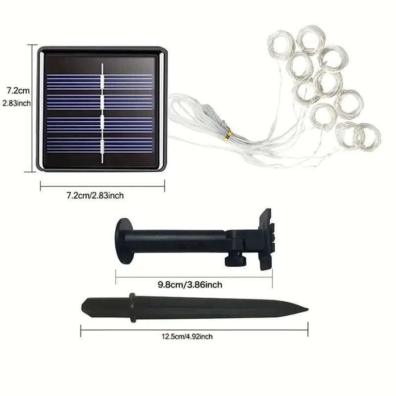 Solar Curtain Light Outdoor Waterproof Solar Fairy Garland String Lights for Garden Yard Pavilion Wedding Party Holiday Decor