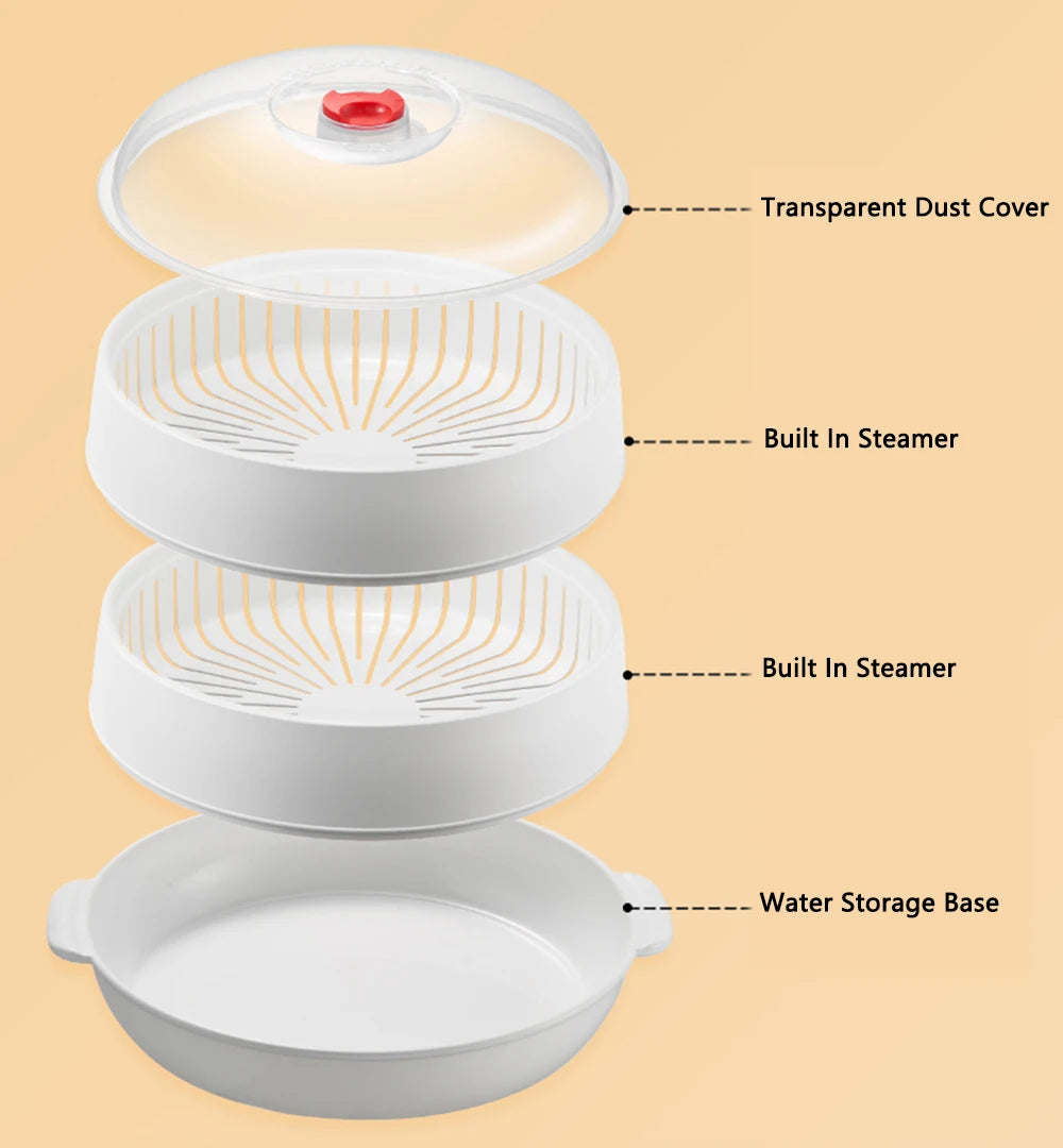 COOKER KING Microwave Heating Steamer Household Large Capacity Steamer Kitchen Steamer Box Steamer Rack Can Exhaust Steam