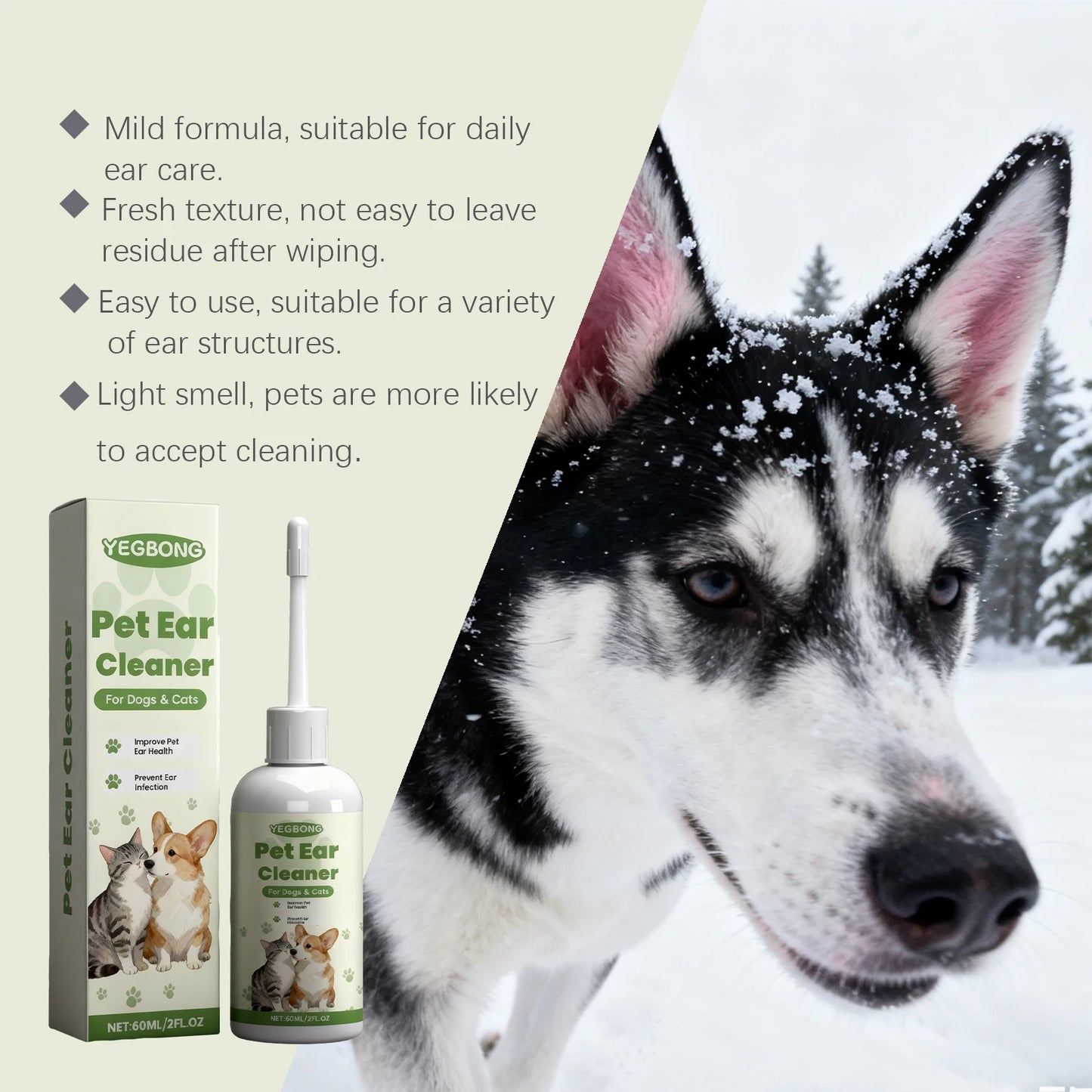 Universal Pet Ear Care Drops (Cats & Dogs) - Gentle Cleansing, Odor Removal. Daily Nourishment & Ear Care for Pets