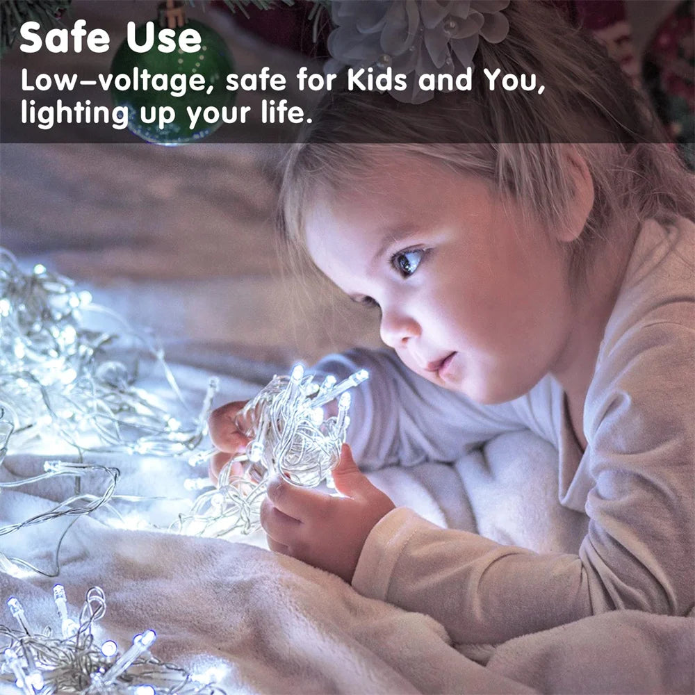 Christmas Lights Outdoor Battery Power String Lights Waterproof Twinkle Fairy Mini Lights with 8 Modes Remote Indoor White