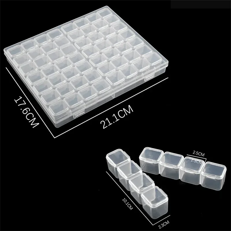 1PC 28/56Girds Clear Storage Box Square Compartment Organizers Plastic Storage Beads Jewelry Case Home Goods Storage Container