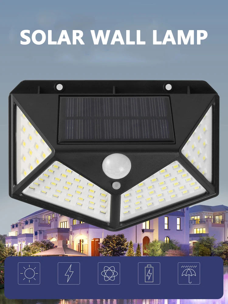 Multifunctional Solar Lamp Outdoor Garden Decoration Solar 100LED Light Waterproof Sunlight Powered Spotlight with Motion Sensor