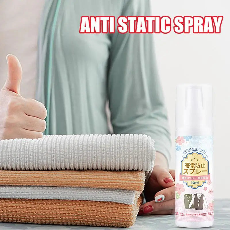 Anti-Static Spray For Clothes 100ml Anti Static & Instant Wrinkles Release Spray Travel Size Odorless Fabric Anti Static Spray