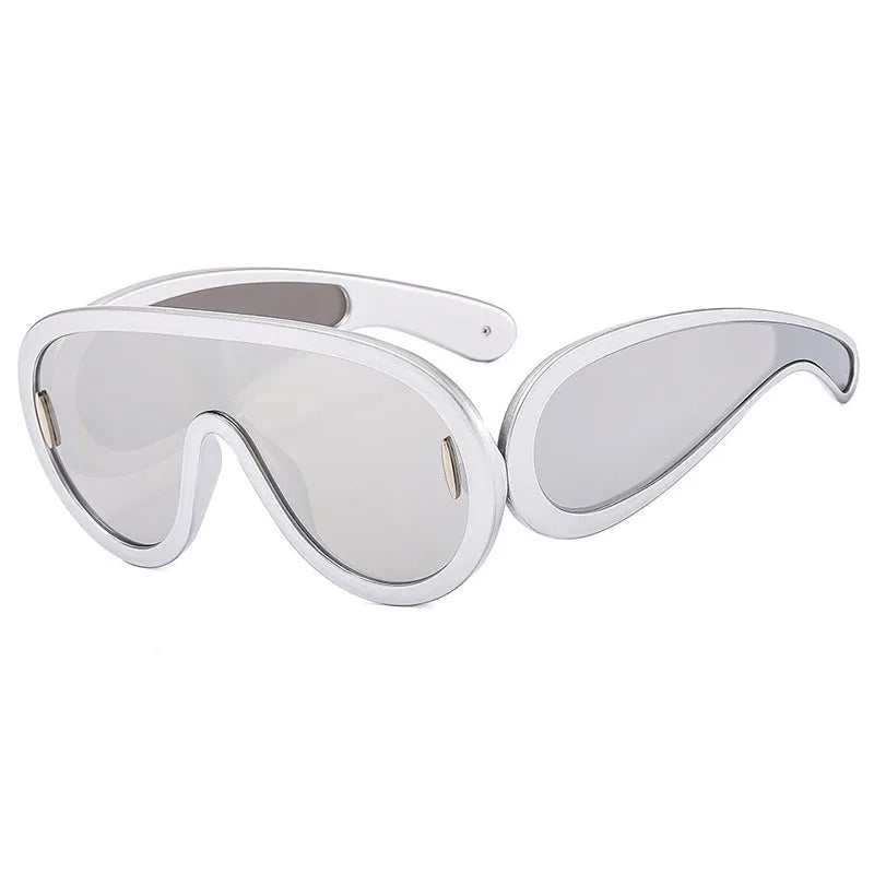 SHAUNA Oversized Women Goggle Sunglasses Trending Men One-Piece Mirror Shades UV400