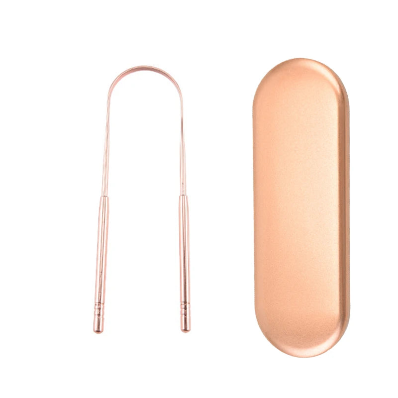 Stainless Steel Tongue Scraper Cleaner Travel Handy Case Fresh Breath Cleaning Coated Oral Hygiene Scrapper Cleaning Tools
