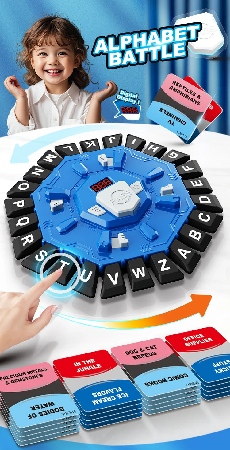 Word Game Family Board Game with Digital Display Timer Fun Fast-Paced 24-Letter Game for Learning Party Interactive