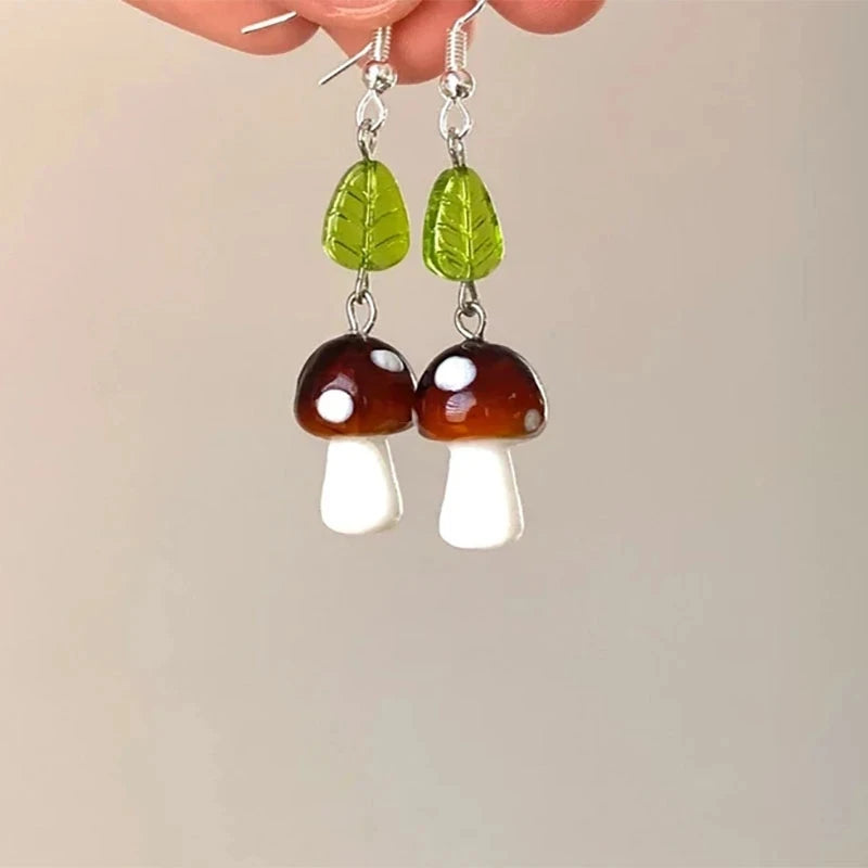 Mystical Mushroom dangle Earrings Cute women 2022 trending earrings fashion