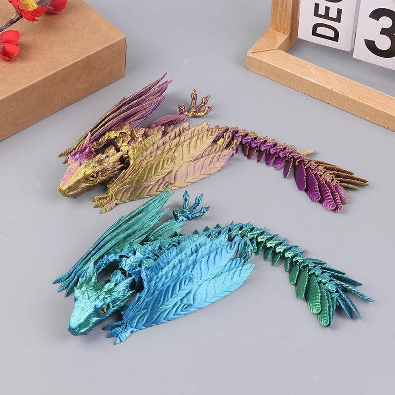 3D Printed Dragon Feathered Wyvern Dragon Articulated Fidget Dragon Home Office Decor Desktop Pet Desk Toy