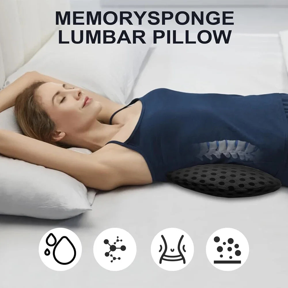 Memory Foam Lumbar Support Pillow for Lower Back Pain Relief for Car Seats, Office Chairs, Gaming Consoles,Sofas,Recliners,Beds