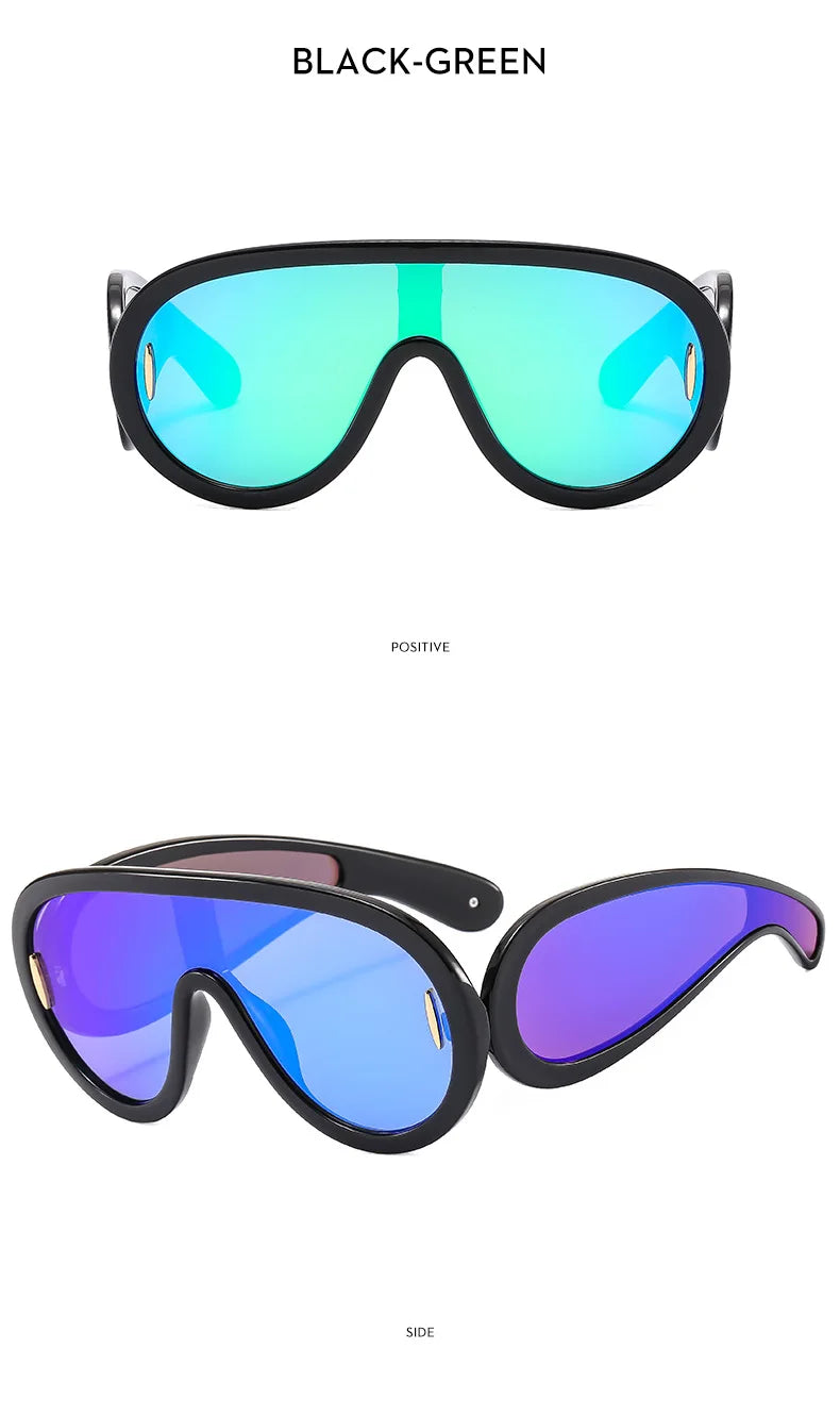 SHAUNA Oversized Women Goggle Sunglasses Trending Men One-Piece Mirror Shades UV400