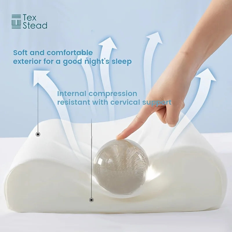 1pc Cooling Memory Foam Pillow - Orthopedic Cervical Support, Breathable Viscose Fabric Cover