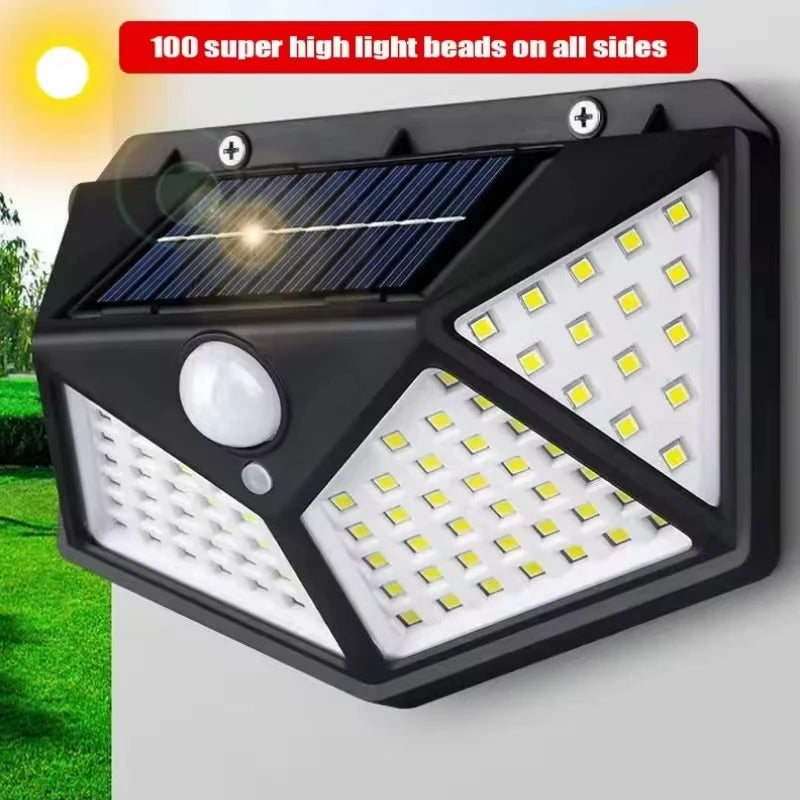 Multifunctional Solar Lamp Outdoor Garden Decoration Solar 100LED Light Waterproof Sunlight Powered Spotlight with Motion Sensor