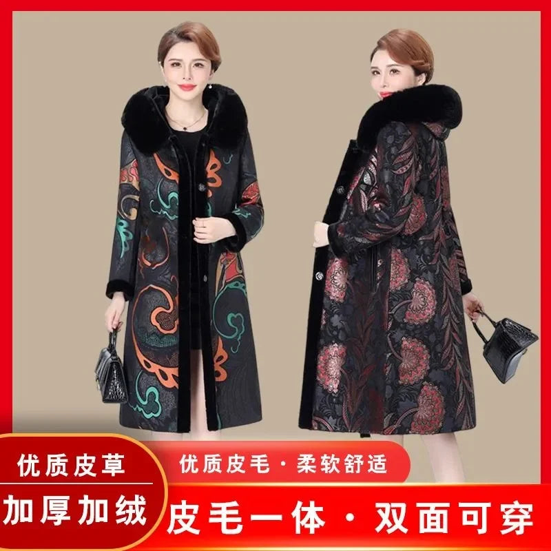 Fur Coat For Women Wearing Both Sides and Fur Integrated Coat 2023 New Loose Mother's Clothing Thickened and Warm Long Coat For