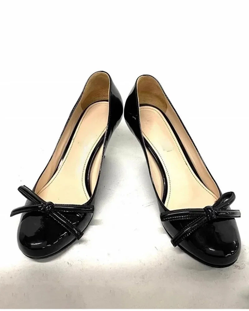 Women's Shoes 2025 Hot Sale Shallow Women's High Heels Fashion Butterfly-knot Solid Office and Career New Round Toe Heels Women