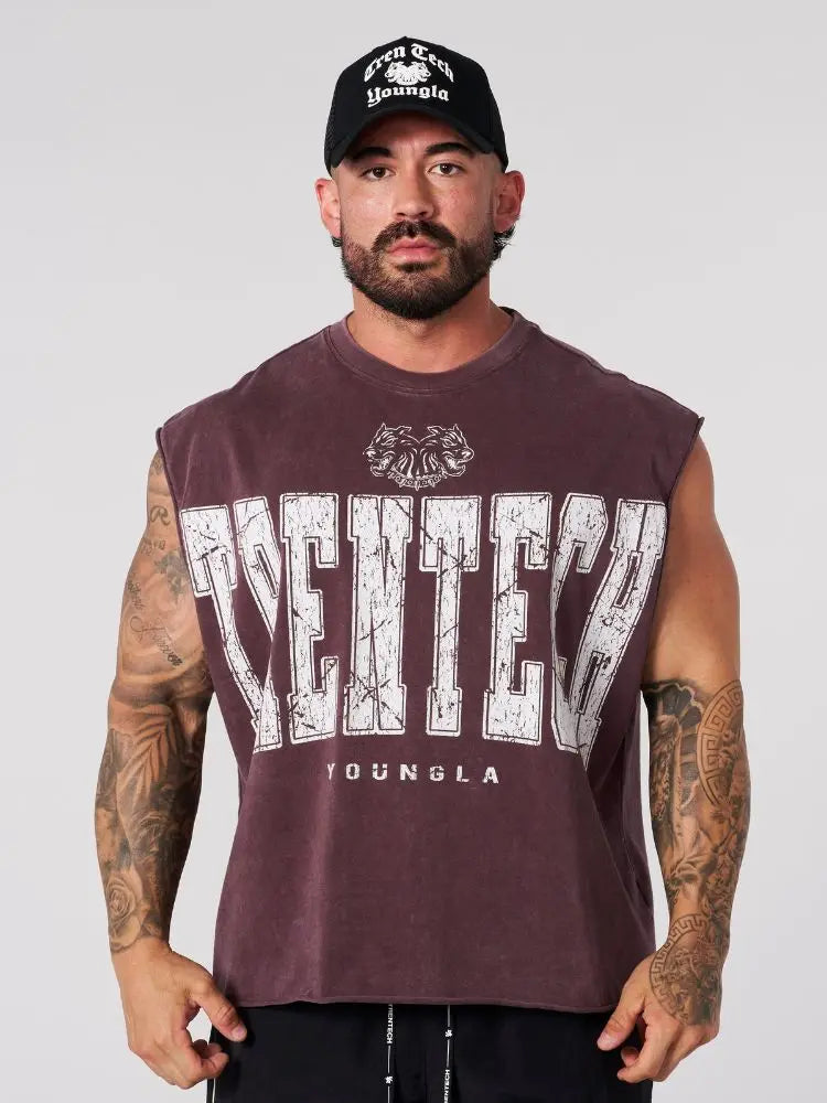 Summer New Men's Oversized fallow Sleeveless top Cotton Sports Fitness Short Sleeve Joggers Gym Running Training waistcoat