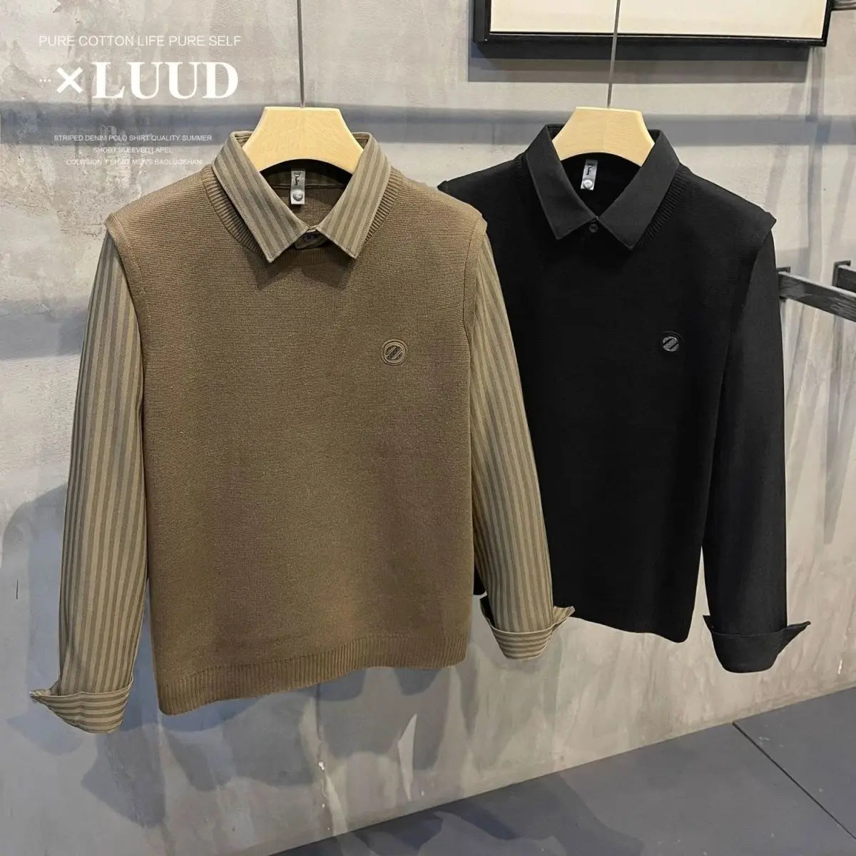 MenS Casual Pullovers For Daily Wear Spring And Autumn Comfortable Spliced Design Classic Style