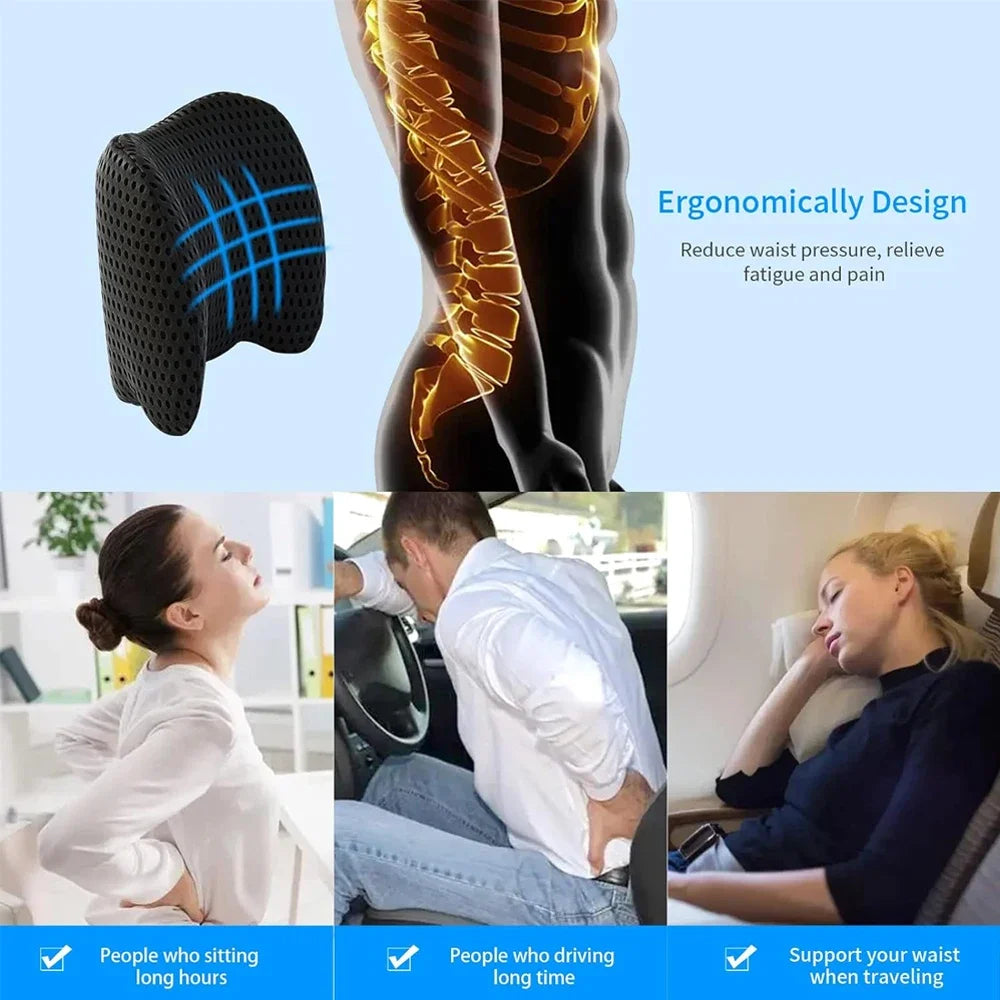 Memory Foam Lumbar Support Pillow for Lower Back Pain Relief for Car Seats, Office Chairs, Gaming Consoles,Sofas,Recliners,Beds