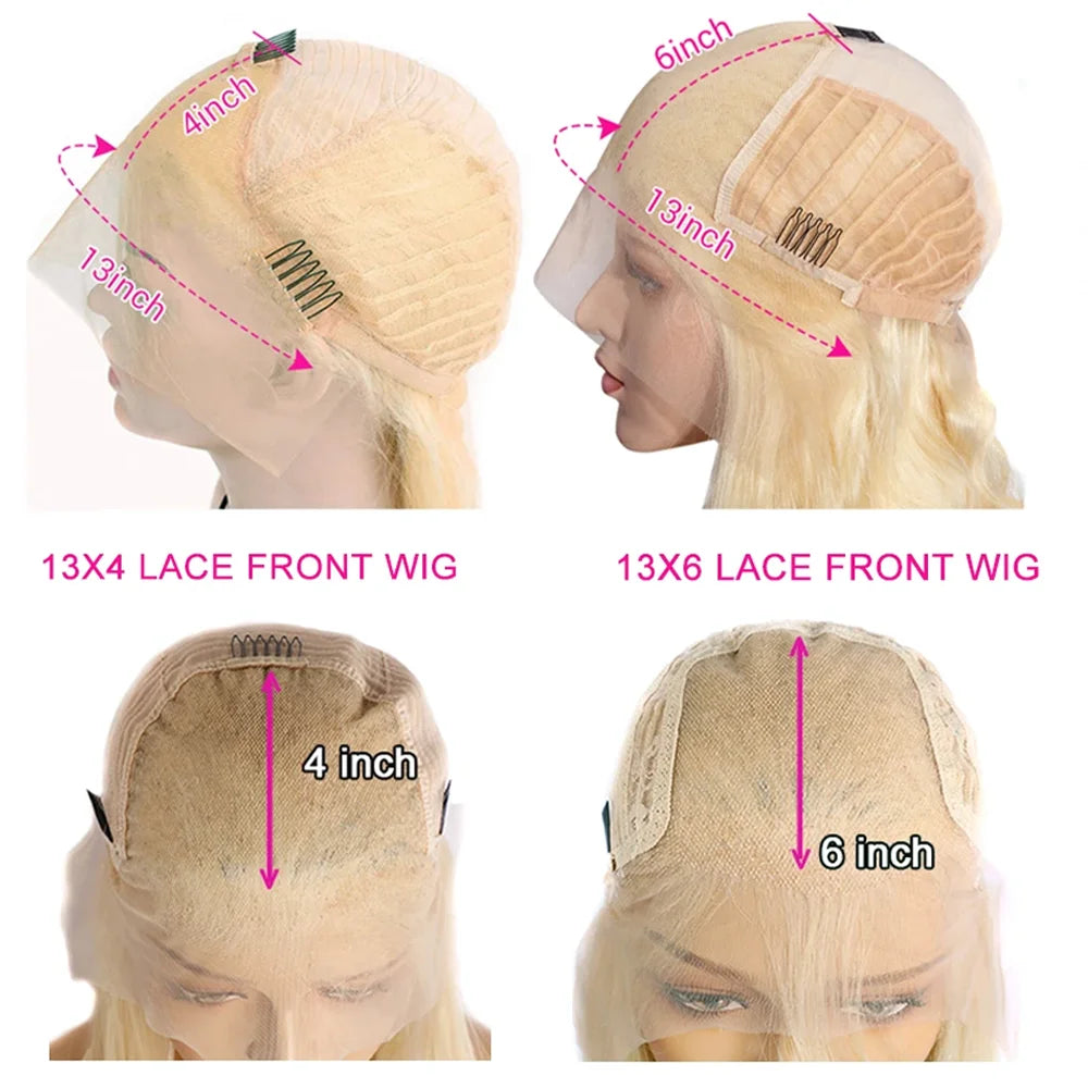 52 Inch 613 Blonde HD Lace Frontal Wig Human Hair Wigs 13x6 200 Density HD Transparent Lace Front Human Hair Wigs For Women