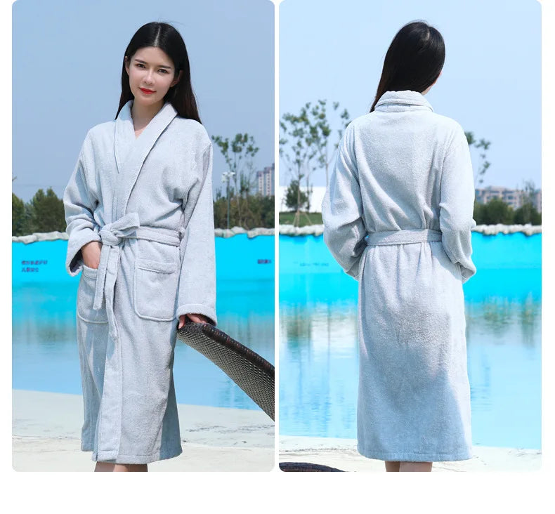 Bathrobe Men Winter Thick Warm Long Bathrobe Plus Size Towel Fleece Soft Nightgowns Bridesmaid Kimono Bath Robes Dressing Gown