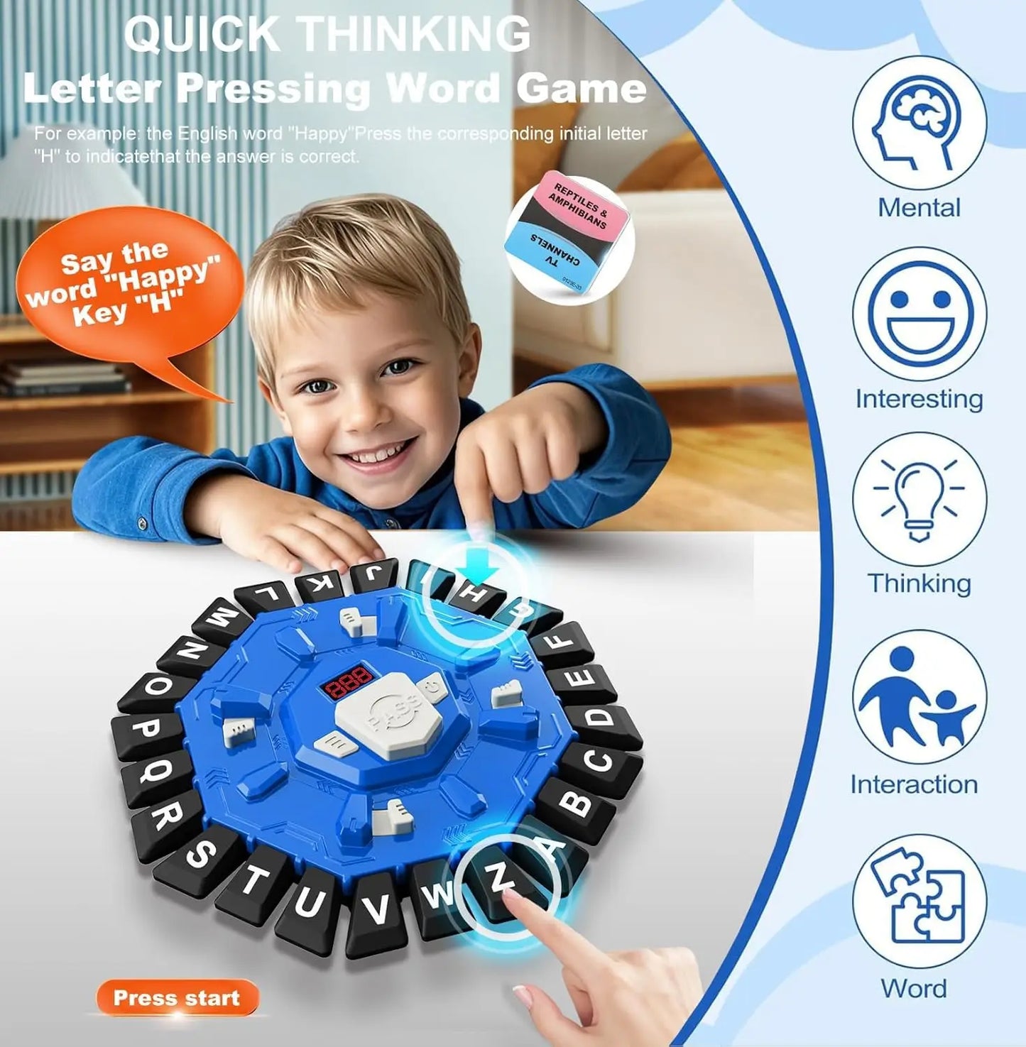 Word game family board game for kids and adults, 220 themed categories, fast-paced learning game, great gift for Christmas and b
