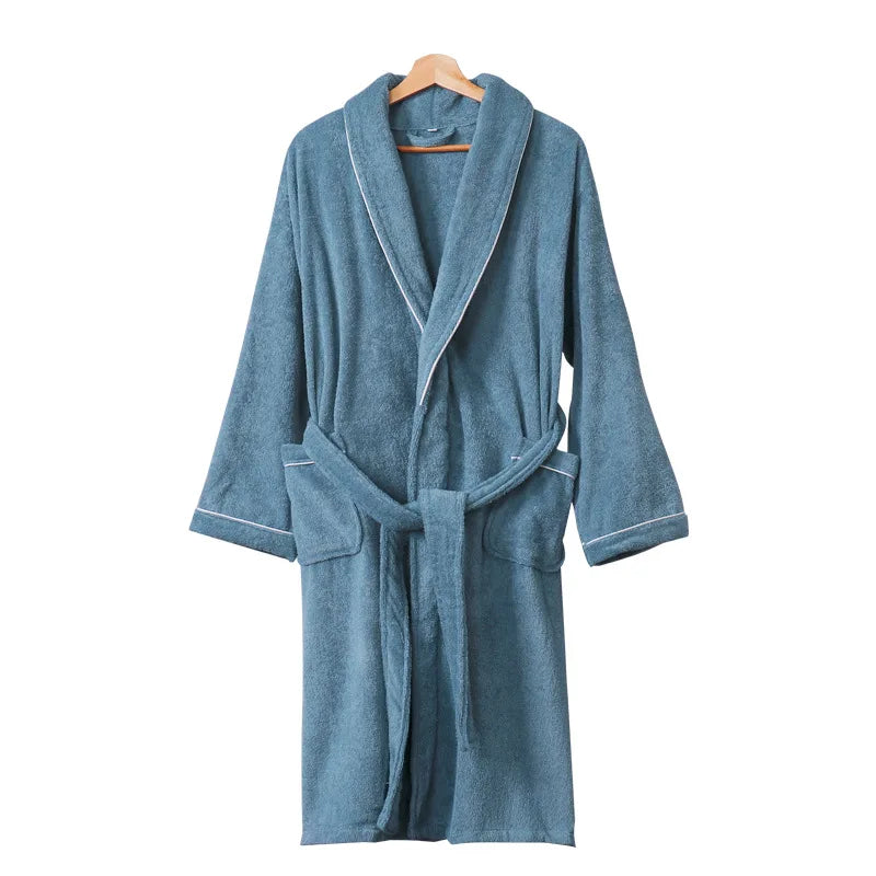 Bathrobe Men Winter Thick Warm Long Bathrobe Plus Size Towel Fleece Soft Nightgowns Bridesmaid Kimono Bath Robes Dressing Gown