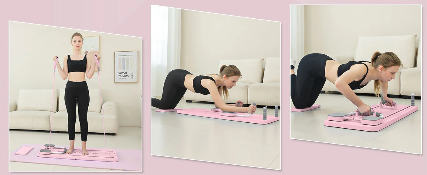 Multifunction Pilates Board Abdominal Board Resistance Bands Exercise Push-Ups Stands Fitness Plate Automatic Workout Exercise