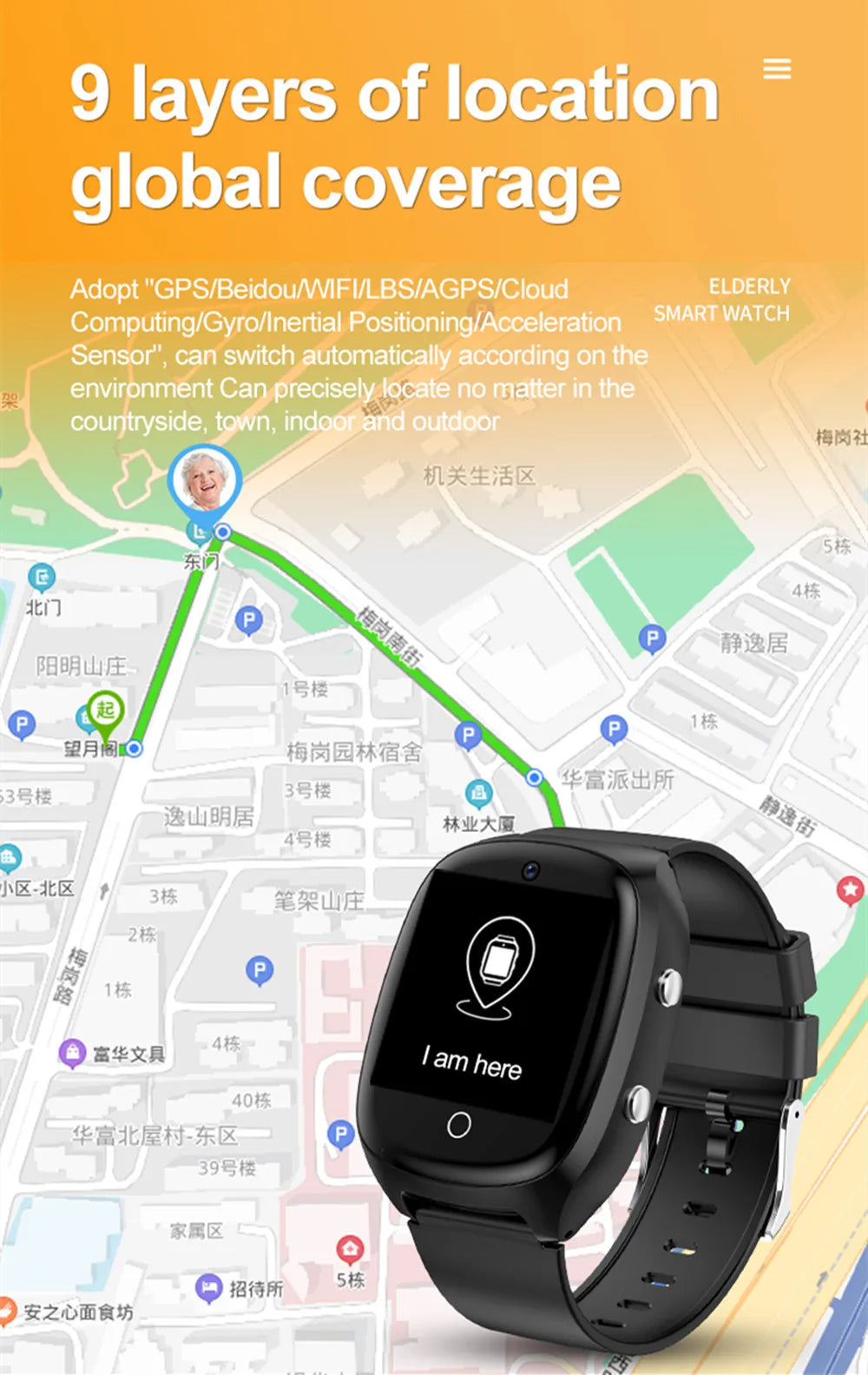 Smart Watch For Old People Elderly Smart Watch For Seniors Health Fall Detection Watch 4G Sim Card SOS Emergency Calls GPS GK8