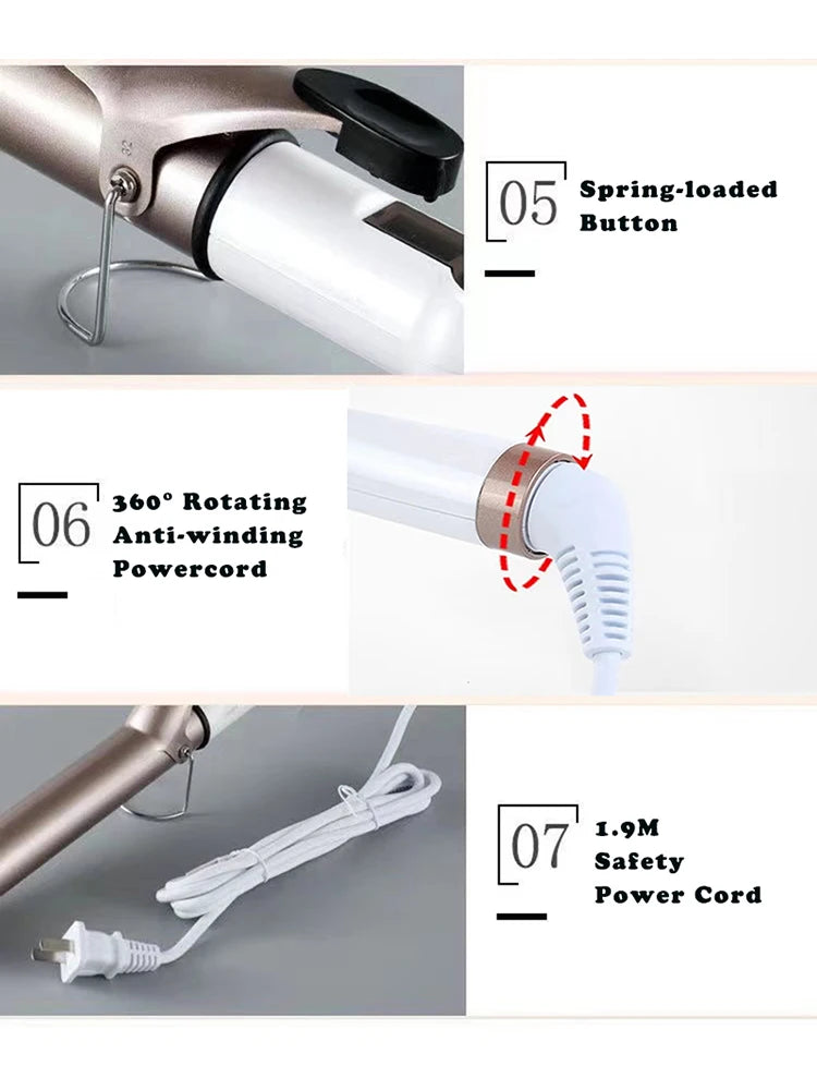 Hair Curlers Waves Electric Professional Ceramic Hair Curler Lcd Curling Iron Roller Curls Wand Waver Fashion Styling Tools
