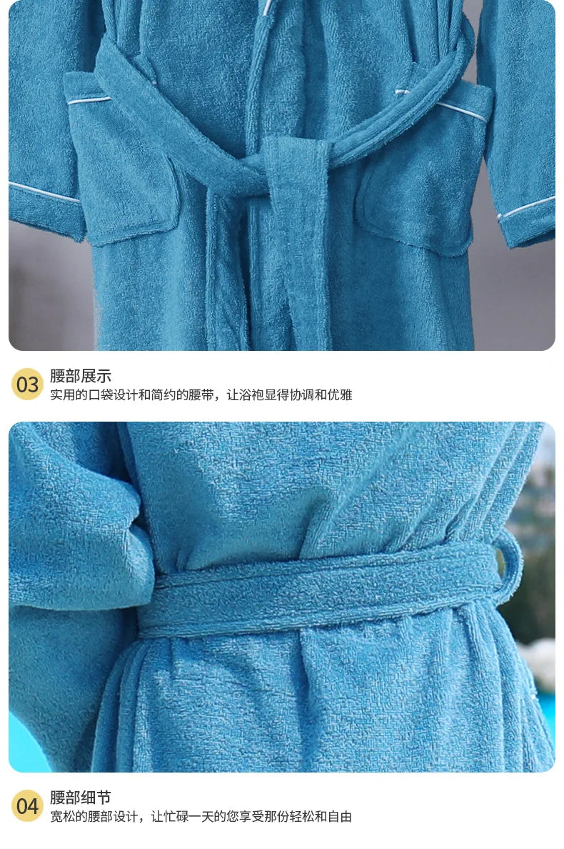 Bathrobe Men Winter Thick Warm Long Bathrobe Plus Size Towel Fleece Soft Nightgowns Bridesmaid Kimono Bath Robes Dressing Gown