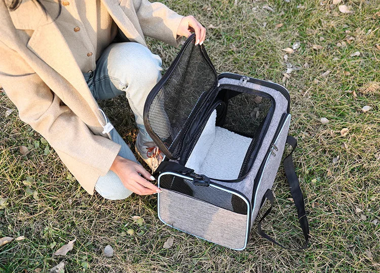 Pet Carrier Backpack Portable Breathable Foldable Light Comfort for Cats Dogs Outdoor Travel Transport Bag for Small Medium Pets
