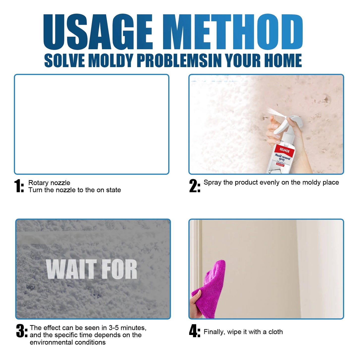 Wall Mildew Remover Mildew Stain Remover Spray Active Mildew Mould Removal Foam Spray Long-lasting Effect Wall Mold Remover